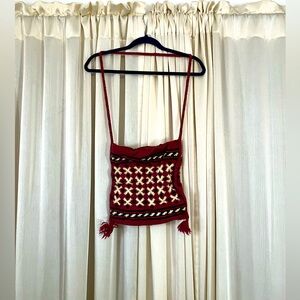Red knit boho bag